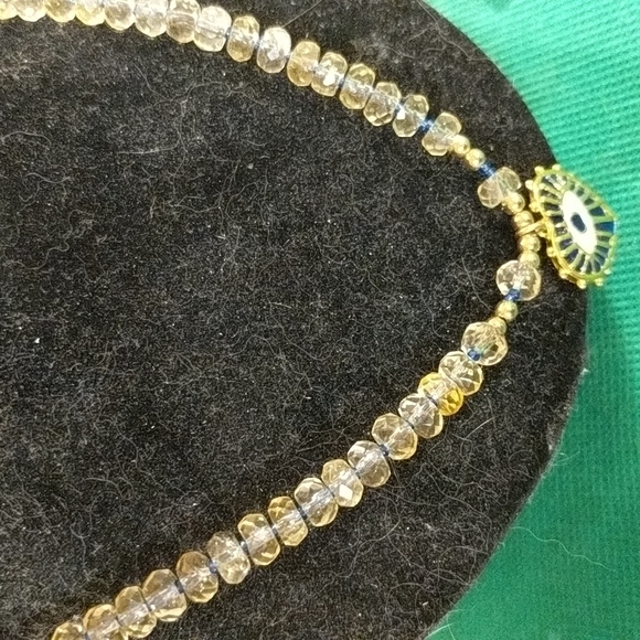 Heart protection eye necklace and citrus crystal handmade 24 k gold fill necklac - Picture 4 of 9